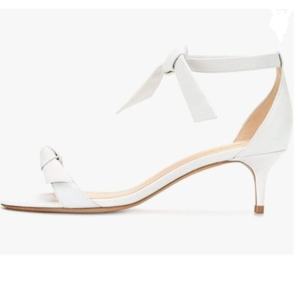 XYD Ivory Open Toe Kitten Heel Sandals with Cute Bowtie Ankle Sweet Girls Shoes